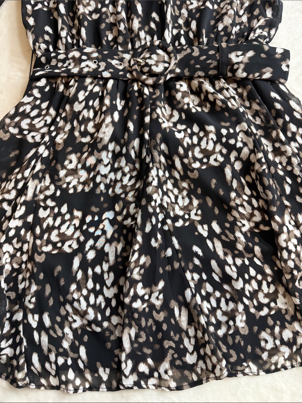 NWT Nine West Belted Mock Neck Animal Print Mini Dress Medium - Picture 10 of 15